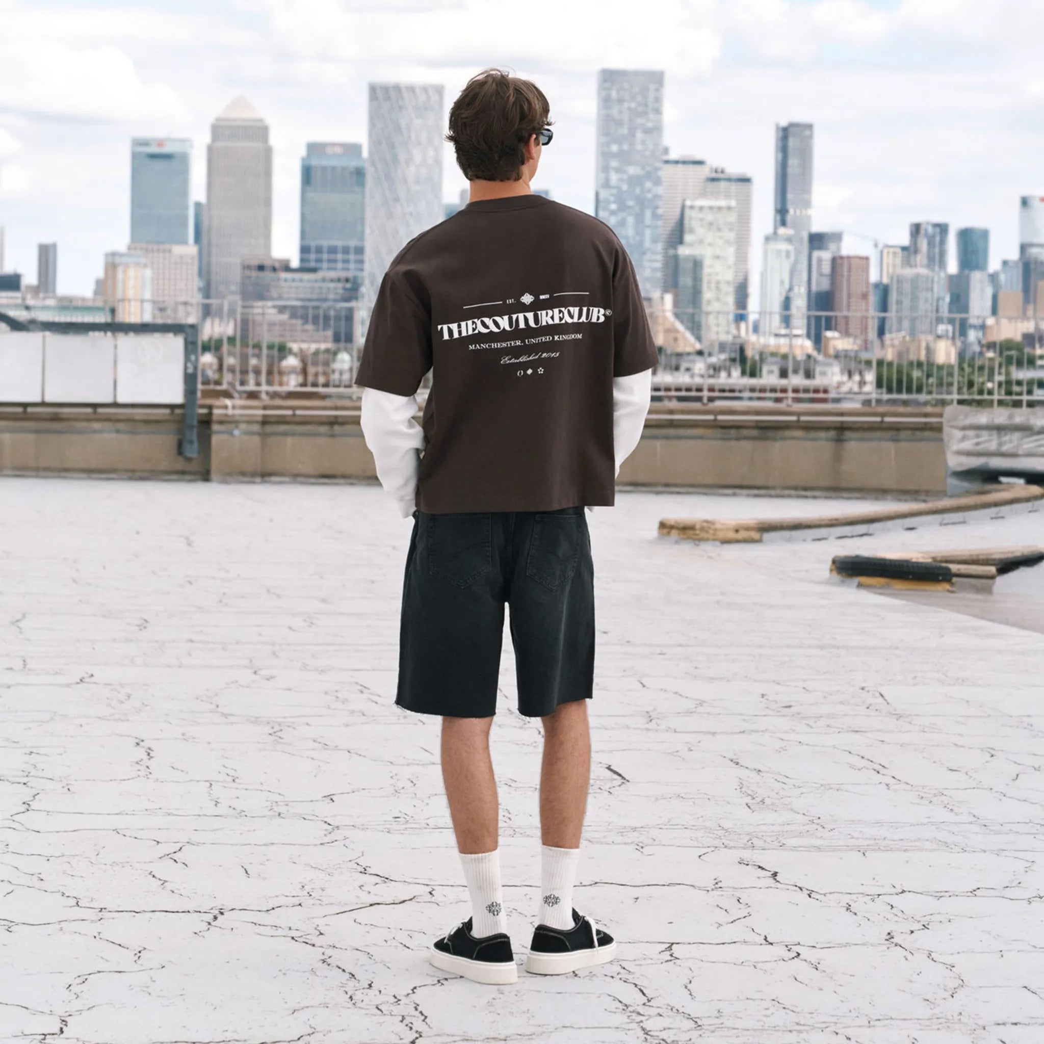 The Couture Club Waffle Double Layer Graphic L/S Brown T-Shirt